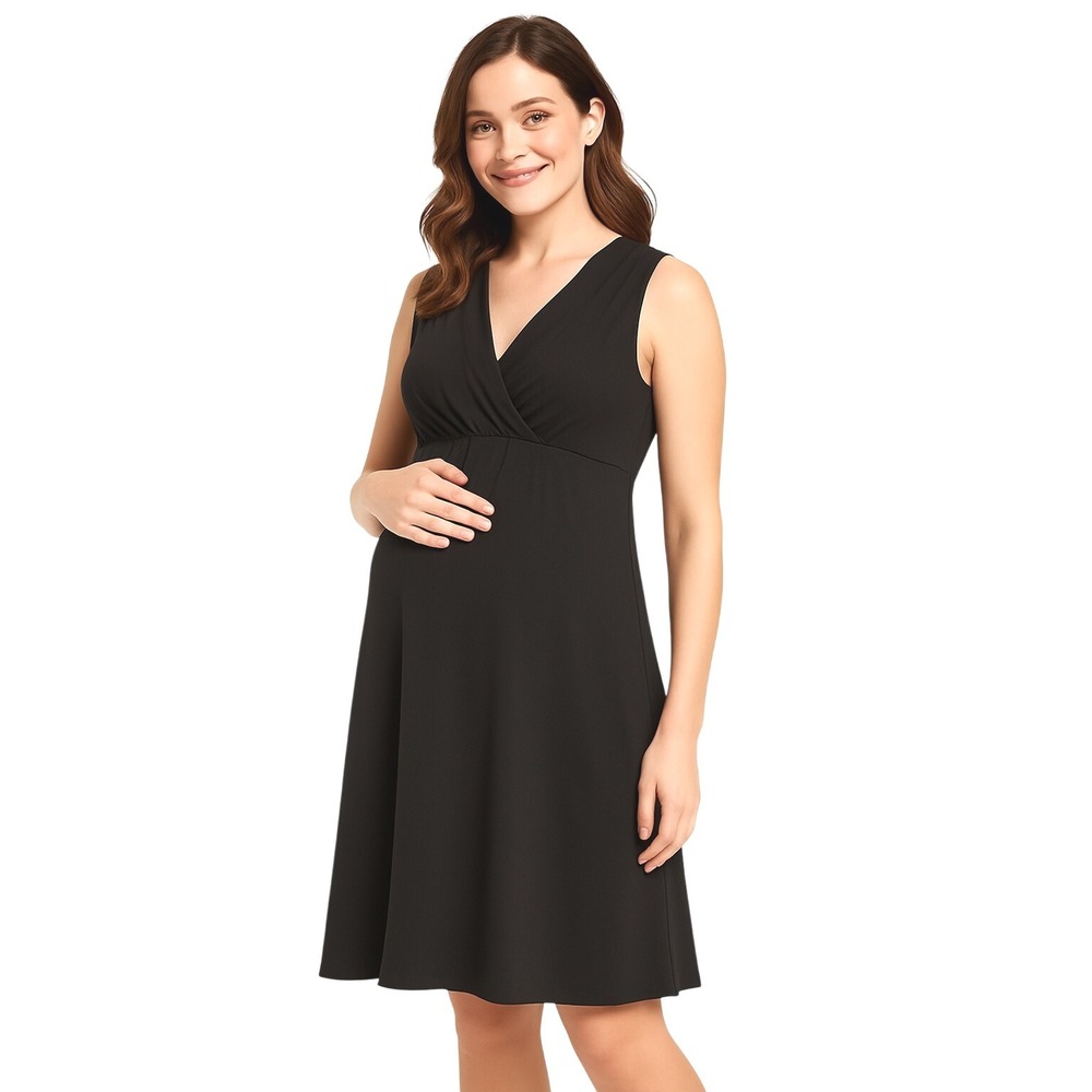Old Navy Dress S Black Sleeveless Maternity LBD Stretch Empire Waist Minimalist